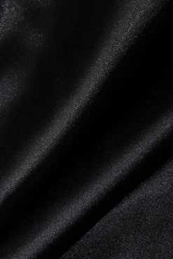 MICAS Maxi Dresses-Solid Asymmetrical Lace V-Neck Maxi Dress BLACK