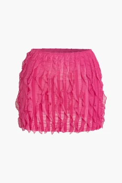 MICAS Skirt Sets-Solid Asymmetrical Ruffle Skirt Set RASPBERRY