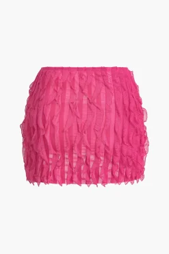 MICAS Skirt Sets-Solid Asymmetrical Ruffle Skirt Set RASPBERRY