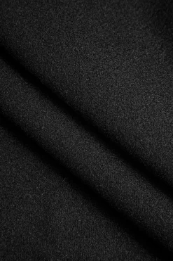 MICAS Outerwear|Outerwear-Solid Asymmetrical Tie-Up Coat BLACK