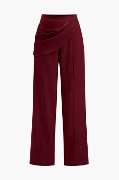 MICAS Pants-Solid Asymmetrical Trousers