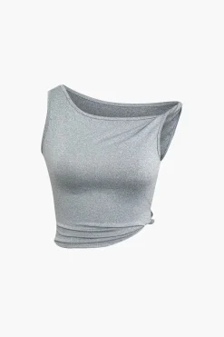 MICAS Skirt Sets-Solid Asymmetrical Twist Knot Top And Midi Skirt Set GRAY