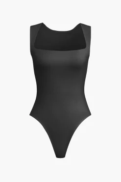 MICAS Bodysuits-Solid Basic Square Neck Bodysuit