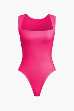 MICAS Bodysuits-Solid Basic Square Neck Bodysuit