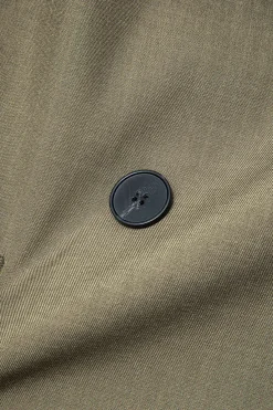 MICAS Outerwear|Outerwear-Solid Blazer Double Breasted Pocket KHAKI