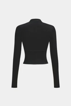 MICAS Long Sleeve Tops|Long Sleeves Tops-Solid Bustier Long Sleeve Top
