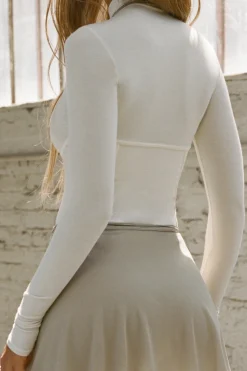 MICAS Long Sleeve Tops|Long Sleeves Tops-Solid Bustier Long Sleeve Top