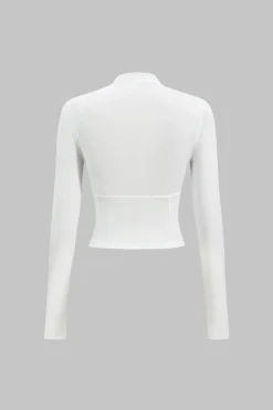 MICAS Long Sleeve Tops|Long Sleeves Tops-Solid Bustier Long Sleeve Top