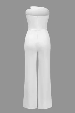 MICAS Jumpsuits & Rompers-Solid Button Asymmetrical Jumpsuit