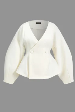 MICAS Outerwear|Outerwear-Solid Button Coat OPTICAL WHITE