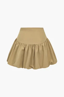 MICAS Skirt Sets-Solid Button Fake Pockets Skirt Set KHAKI