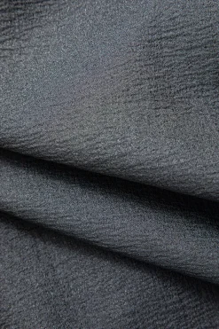 MICAS Long Sleeve Tops|Long Sleeves Tops-Solid Button Up Long Sleeve Shirt And Ruffle Hem Mini Skirt Set BLACK