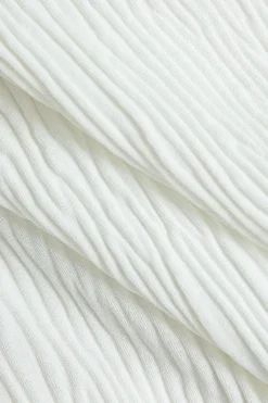 MICAS Long Sleeve Tops|Long Sleeves Tops-Solid Chiffon Tie Front Crossed Scallop Edge Long-Sleeve Shirt WHITE