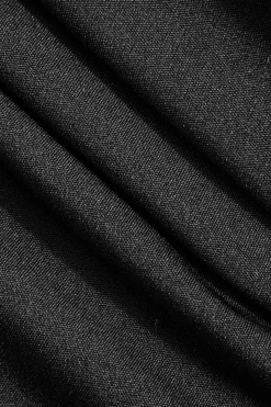 MICAS Long Sleeve Dresses|Maxi Dresses-Solid Contrast Binding Slit Maxi Dress BLACK