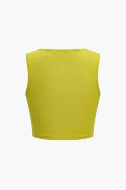 MICAS Skirt Sets-Solid Crop Tank Top And Ruffle Skirt Set GREEN