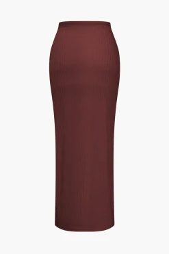 MICAS Skirt Sets|Vacation Sets-Solid Crop Tank Top And Slit Twist Knot Skirt Set