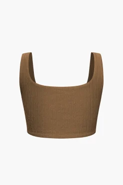 MICAS Skirt Sets|Vacation Sets-Solid Crop Tank Top And Slit Twist Knot Skirt Set