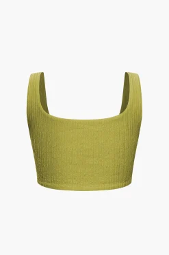 MICAS Skirt Sets|Vacation Sets-Solid Crop Tank Top And Slit Twist Knot Skirt Set