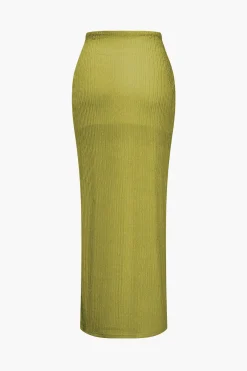 MICAS Skirt Sets|Vacation Sets-Solid Crop Tank Top And Slit Twist Knot Skirt Set