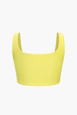 MICAS Skirt Sets|Vacation Sets-Solid Crop Tank Top And Slit Twist Knot Skirt Set