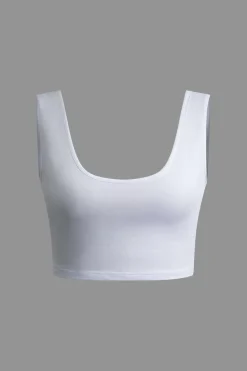 MICAS Skirt Sets-Solid Crop Tank Top And Zipper Pocket Pleated Skirt Set