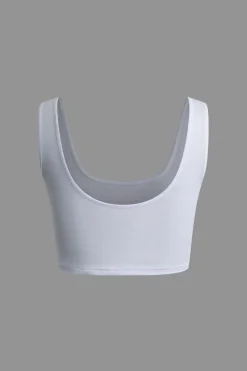 MICAS Skirt Sets-Solid Crop Tank Top And Zipper Pocket Pleated Skirt Set