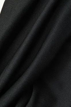 MICAS Bodysuits-Solid Crossed Cut Out Sheer Bodysuit BLACK