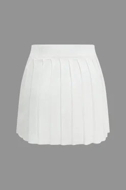 MICAS Skirt Sets-Solid Cut Out Button Skirt Set WHITE