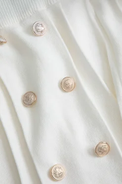 MICAS Skirt Sets-Solid Cut Out Button Skirt Set WHITE