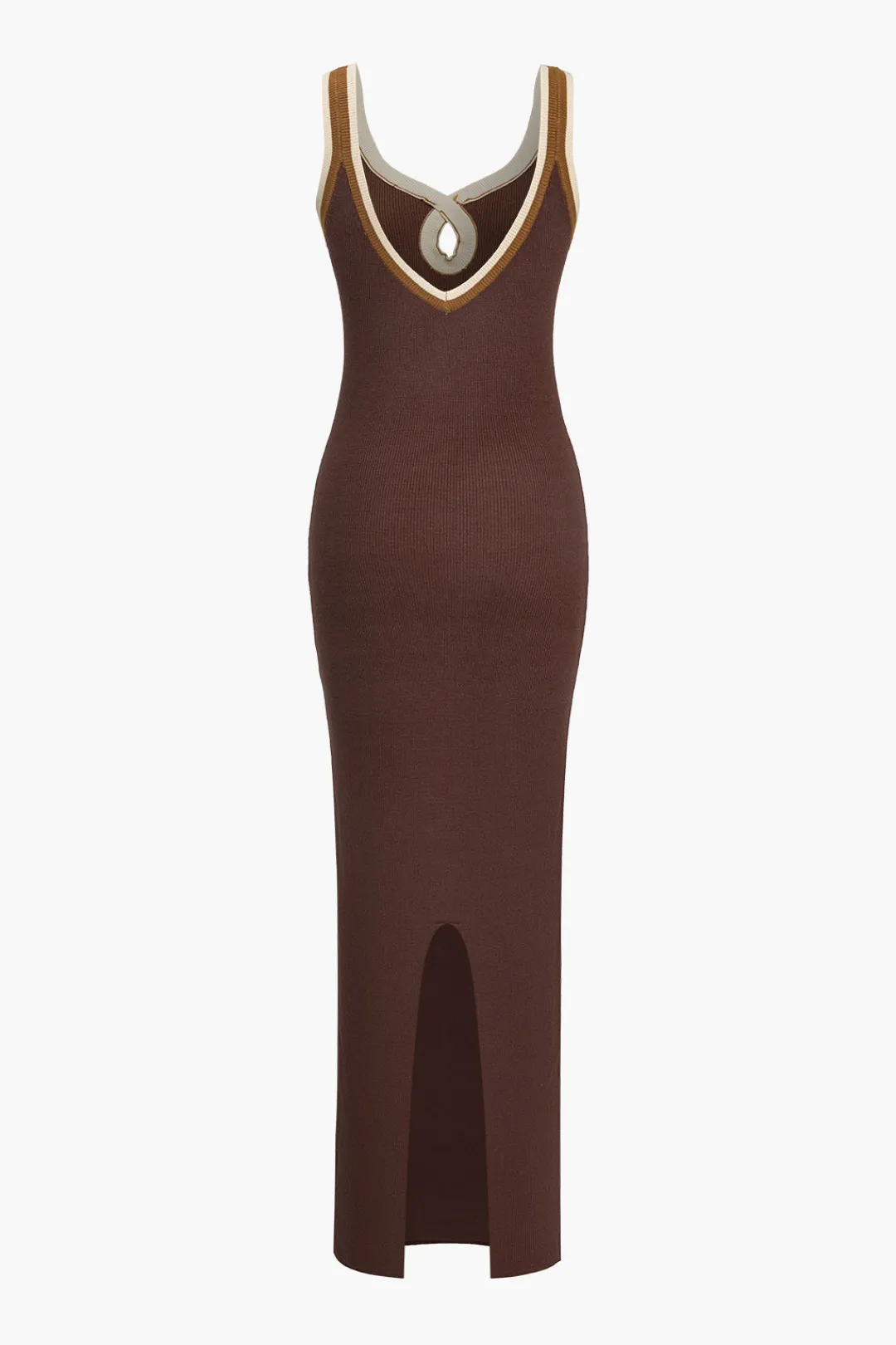 MICAS Maxi Dresses-Solid Cut Out Color Block Maxi Dress BROWN
