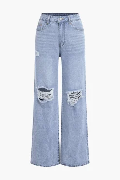 MICAS Jeans-Solid Cut Out Ripped Jeans