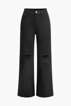 MICAS Jeans-Solid Cut Out Ripped Jeans