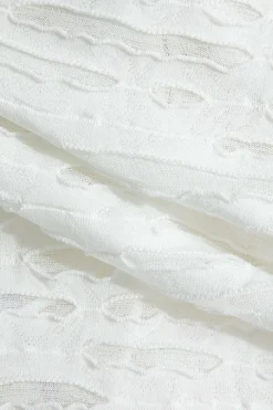 MICAS Long Sleeve Tops|Long Sleeves Tops-Solid Cut Out Tie Up Long-Sleeve Top WHITE