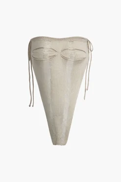 MICAS Knit Sets-Solid Distressed Ladder Knit Tube Top And Tie Front Mini Skirt Set