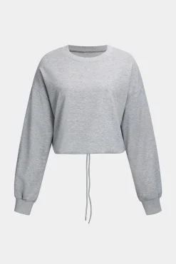 MICAS Pant Sets-Solid Drawstring Top And Trousers Set LIGHT GRAY