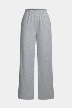 MICAS Pant Sets-Solid Drawstring Top And Trousers Set LIGHT GRAY