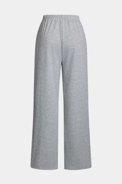 MICAS Pant Sets-Solid Drawstring Top And Trousers Set LIGHT GRAY