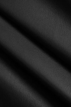 MICAS Outerwear|Outerwear-Solid Faux Leather Button Pocket Belted Coat