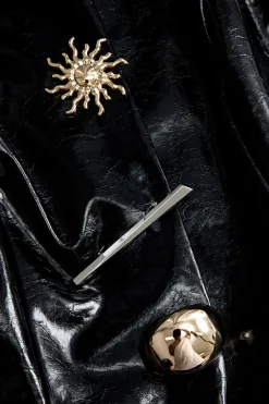 MICAS Outerwear|Outerwear-Solid Faux Leather Button Vest