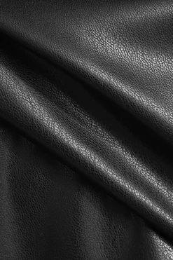 MICAS Outerwear|Outerwear-Solid Faux Leather Pocket Vest BLACK