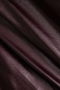 MICAS Skirts-Solid Faux Leather Ruched Skirt BURGUNDY