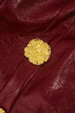 MICAS Mini Dresses-Solid Faux Leather Strap Mini Dress BURGUNDY