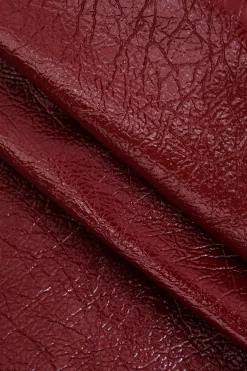 MICAS Mini Dresses-Solid Faux Leather Strap Mini Dress BURGUNDY