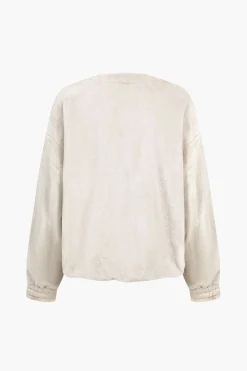 MICAS Skirt Sets-Solid Fleece Button Skirt Set BEIGE