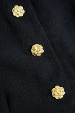 MICAS Outerwear|Outerwear-Solid Floral Button Vest BLACK