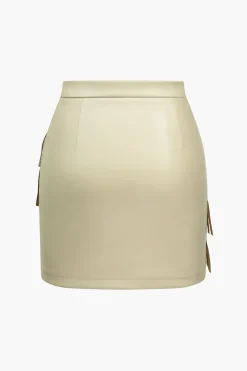 MICAS Skirts-Solid Fringe Studded Skirt IVORY