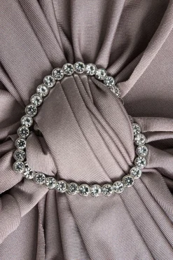 MICAS Long Sleeve Dresses|Midi Dresses-Solid Heart-Shaped Irregular Slit Long Sleeve Midi Dress BROWN