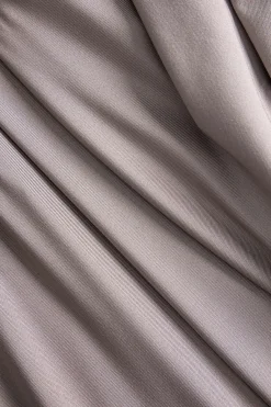 MICAS Long Sleeve Dresses|Midi Dresses-Solid Heart-Shaped Irregular Slit Long Sleeve Midi Dress BROWN