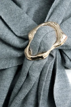 MICAS Knit Dresses-Solid High Slit Knotted Sweater Dress LIGHT GRAY