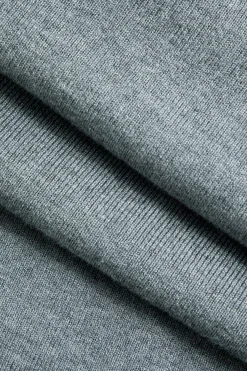 MICAS Knit Dresses-Solid High Slit Knotted Sweater Dress LIGHT GRAY